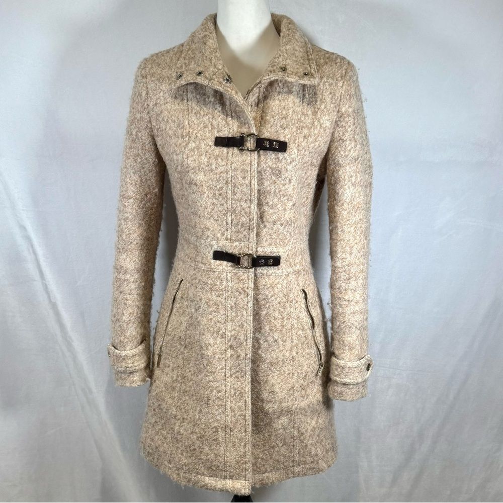 Ivanka Trump Neutral Wool Blend Buckle Walker Coat Size 2